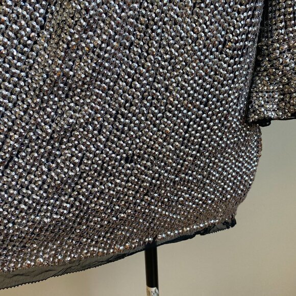 ISABEL Marant Metallic Silver Sequin Ruffle Top Sz Medium Womens Ruffle Sleeve - Picture 7 of 11